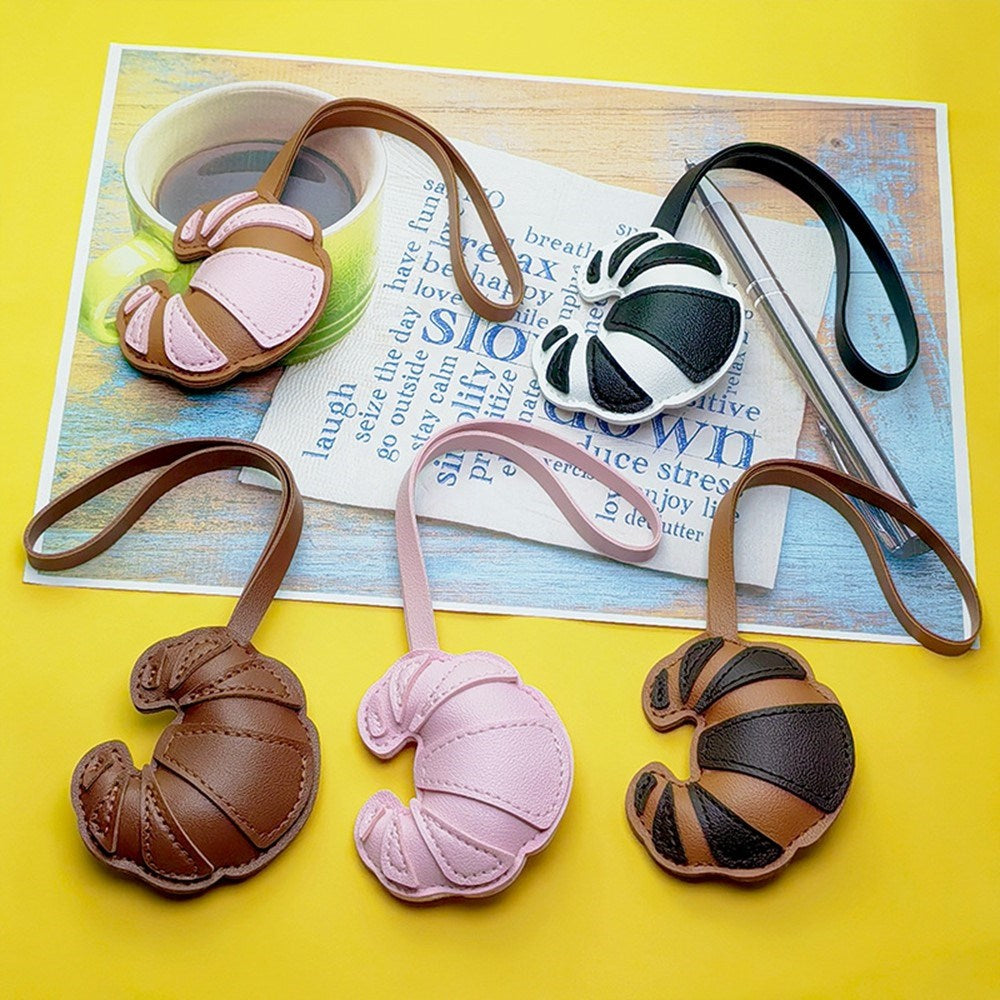 Bag Charm - Croissant in Faux Leather - Light Brown