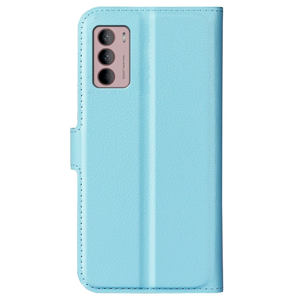 Motorola Moto G42 Litchi Leather Case w. Wallet - Blue