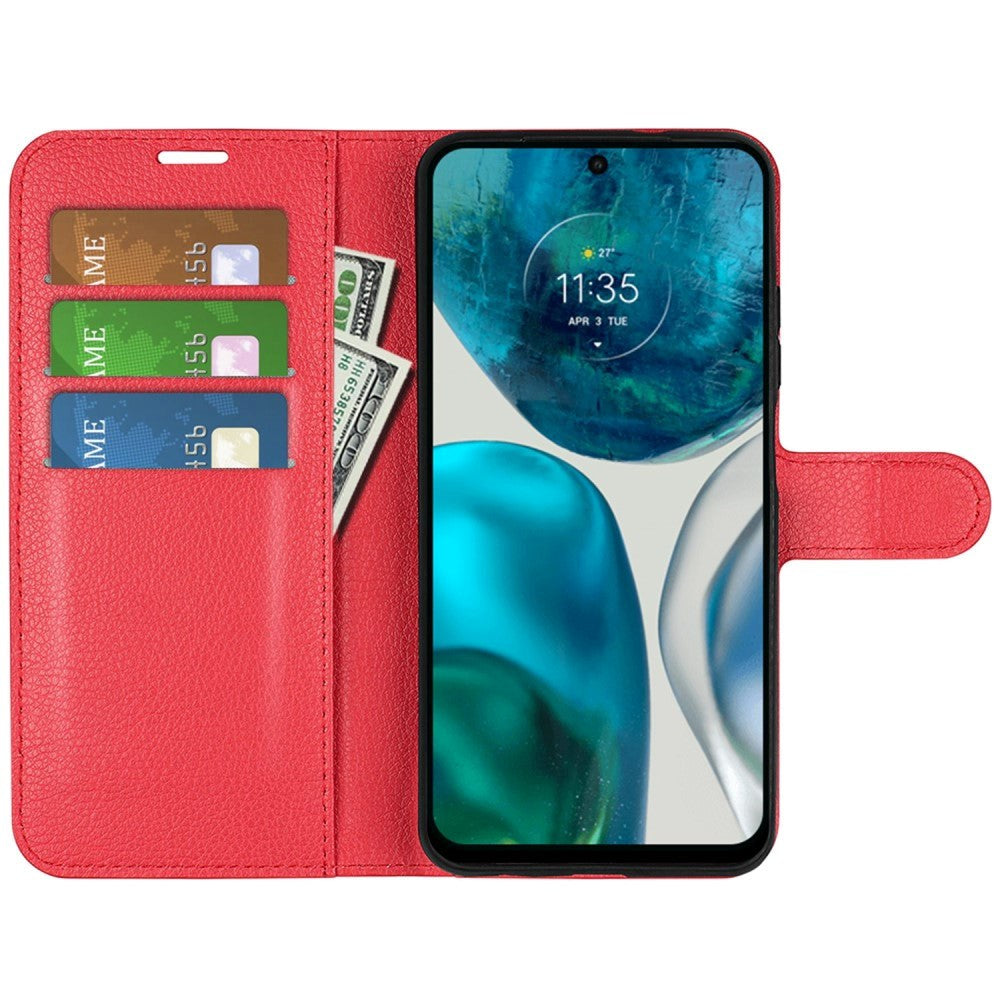 Motorola Moto G42 Litchi Leather Case w. Wallet - Red