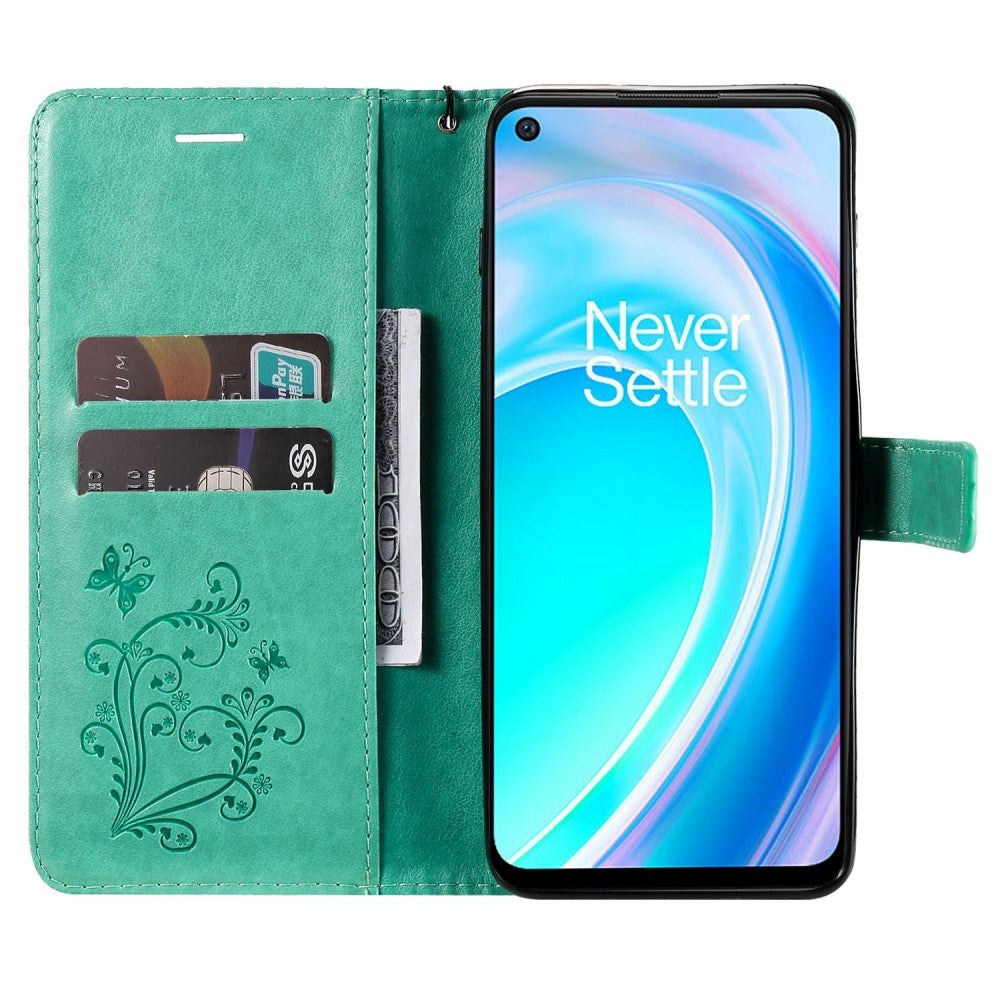 OnePlus Nord CE 2 Lite (5G) Leather Wallet Case & Strap Butterfly - Green