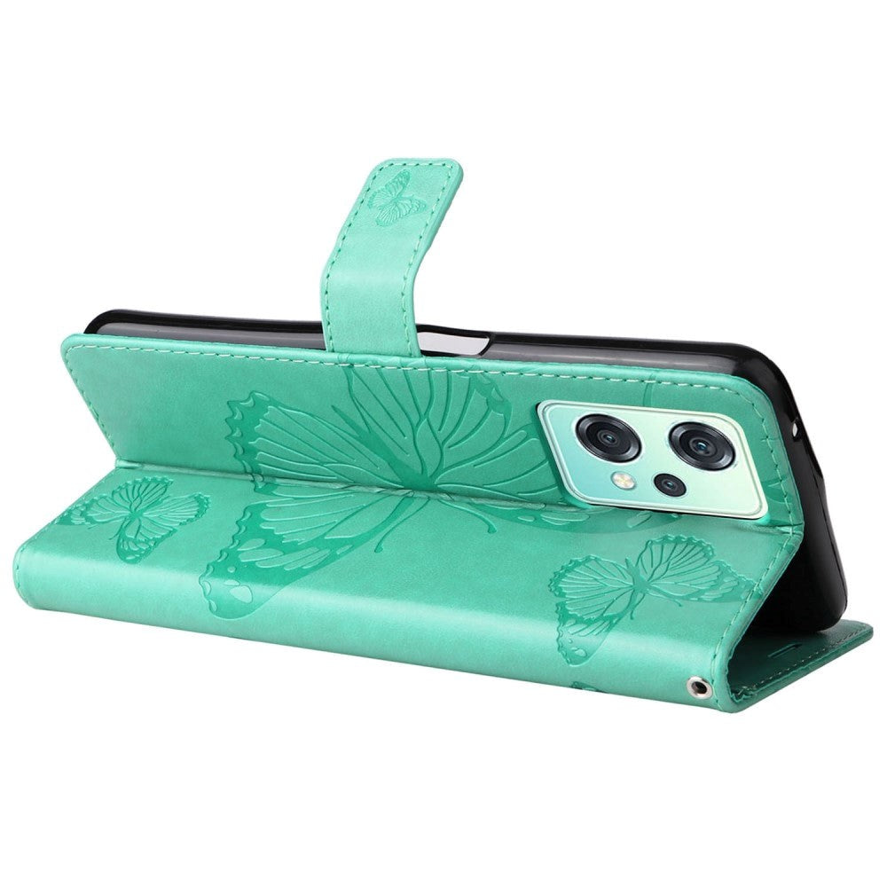 OnePlus Nord CE 2 Lite (5G) Leather Wallet Case & Strap Butterfly - Green