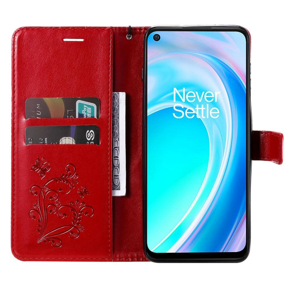 OnePlus Nord CE 2 Lite (5G) Leather Wallet Case & Strap Butterfly - Red