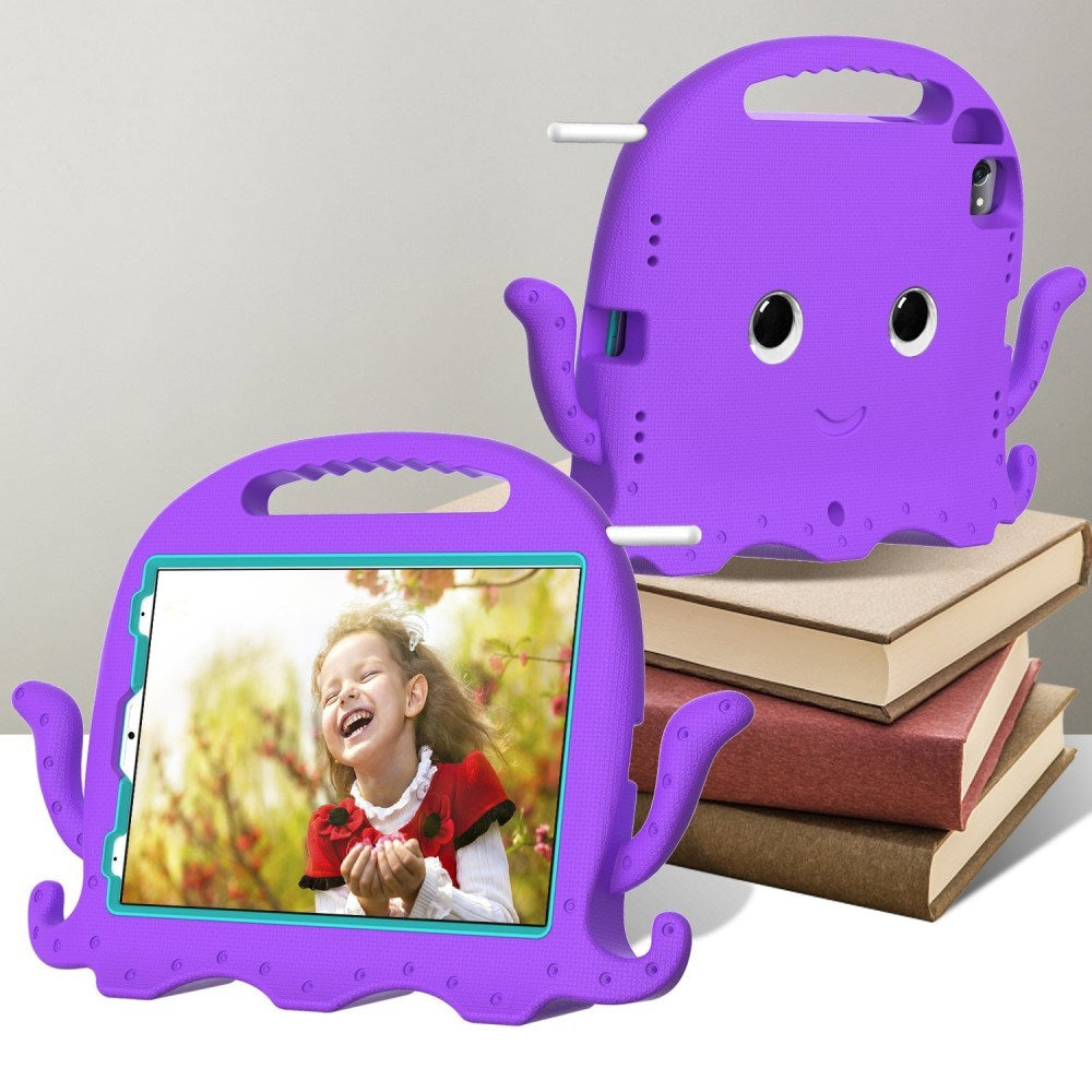 EIDERWOOD iPad Air 11" (2024) / Pro 11" (2018-2024) Kids Case w. Shoulder Strap & Hand Holder - Octopus - Purple