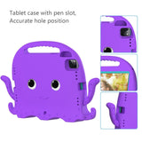 EIDERWOOD iPad Air 11" (2024) / Pro 11" (2018-2024) Kids Case w. Shoulder Strap & Hand Holder - Octopus - Purple