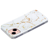 iPhone 13 Flexible Back Case Marble Pattern - White