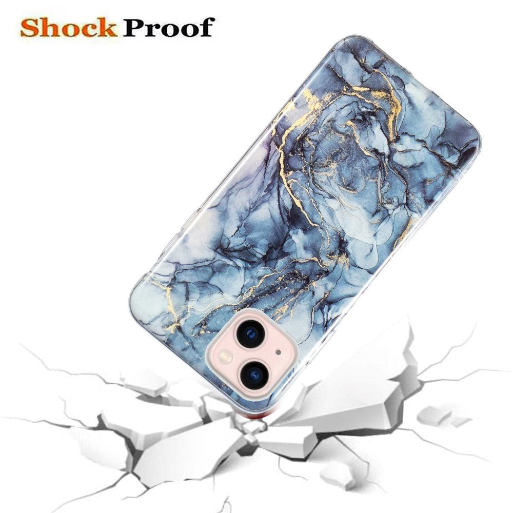 iPhone 13 Flexible Back Case Marble Pattern - Grey