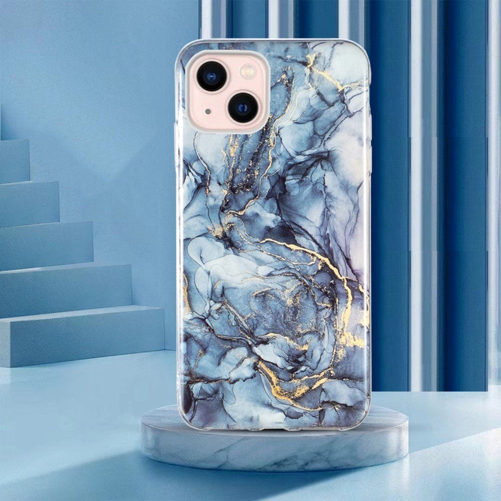 iPhone 13 Flexible Back Case Marble Pattern - Grey