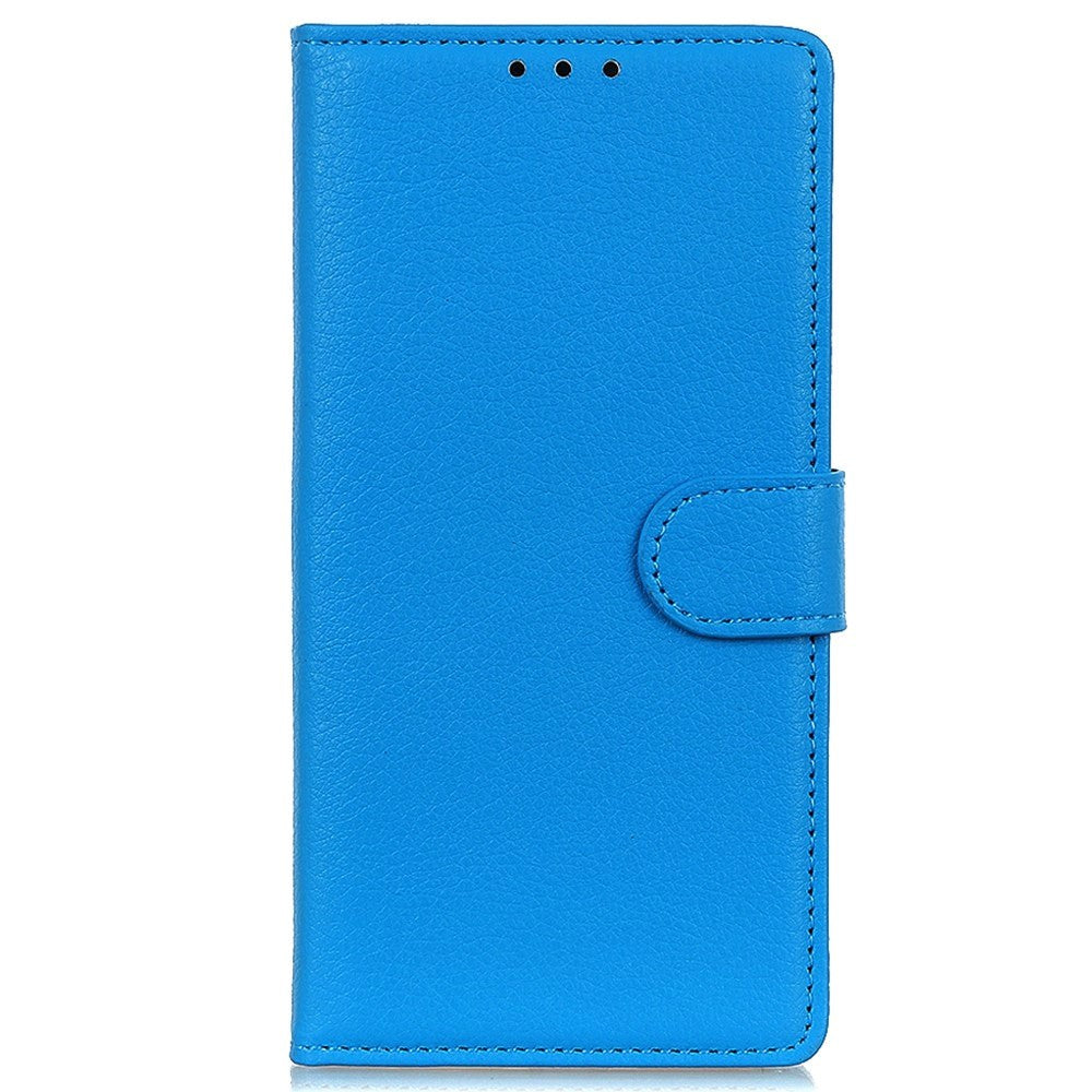 Samsung Galaxy M13 Litchi Leather Wallet Case - Blue