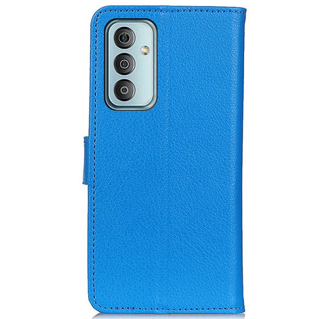 Samsung Galaxy M13 Litchi Leather Wallet Case - Blue