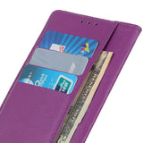 Samsung Galaxy M13 Litchi Leather Wallet Case - Purple