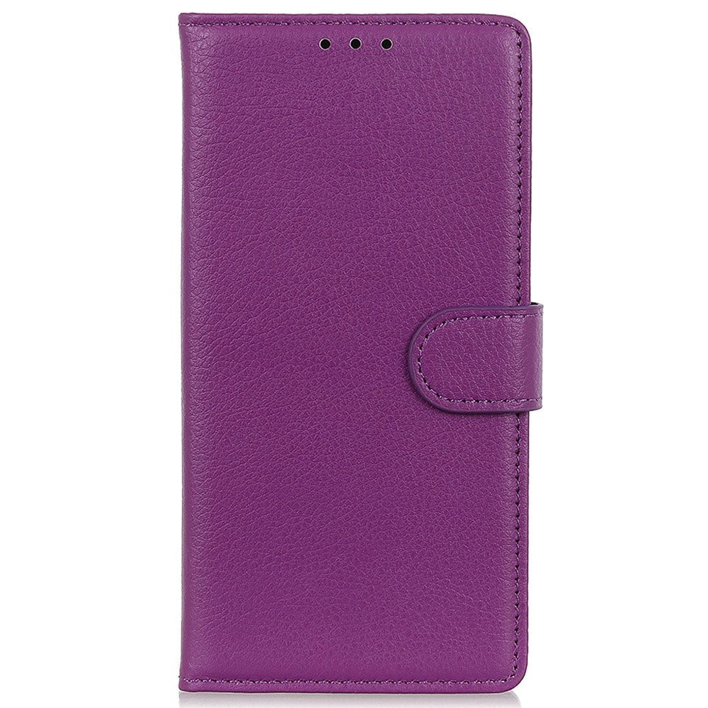 Samsung Galaxy M13 Litchi Leather Wallet Case - Purple