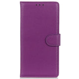 Samsung Galaxy M13 Litchi Leather Wallet Case - Purple