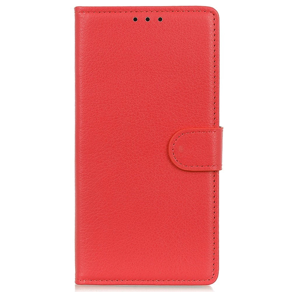 Samsung Galaxy M13 Litchi Leather Wallet Case - Red