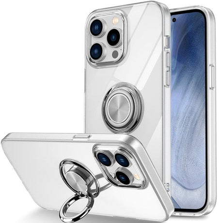 iPhone 14 Plus Kickstand Case With Ring Holder - Transparent