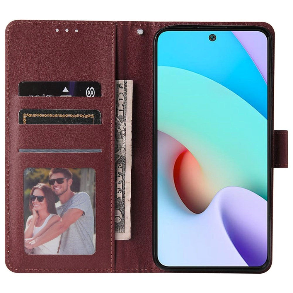 Xiaomi Redmi 10 (5G) Leather Case with Wallet and Strap - Wine Red