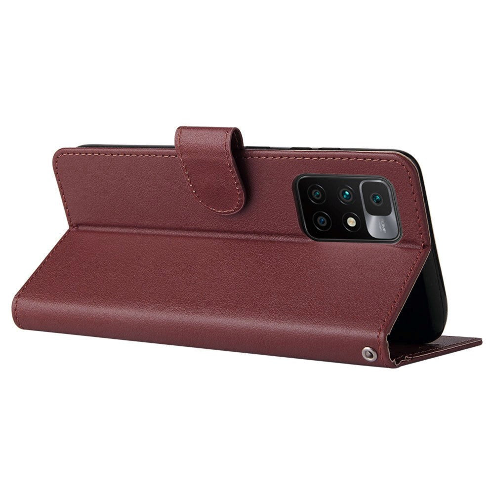 Xiaomi Redmi 10 (5G) Leather Case with Wallet and Strap - Wine Red