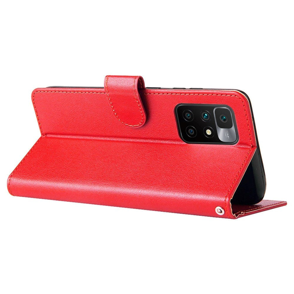 Xiaomi Redmi 10 (5G) Leather Case with Wallet and Strap - Red