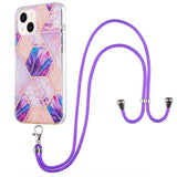 iPhone 14 Plus Flexible Marble Cover w. Cord - Light Purple