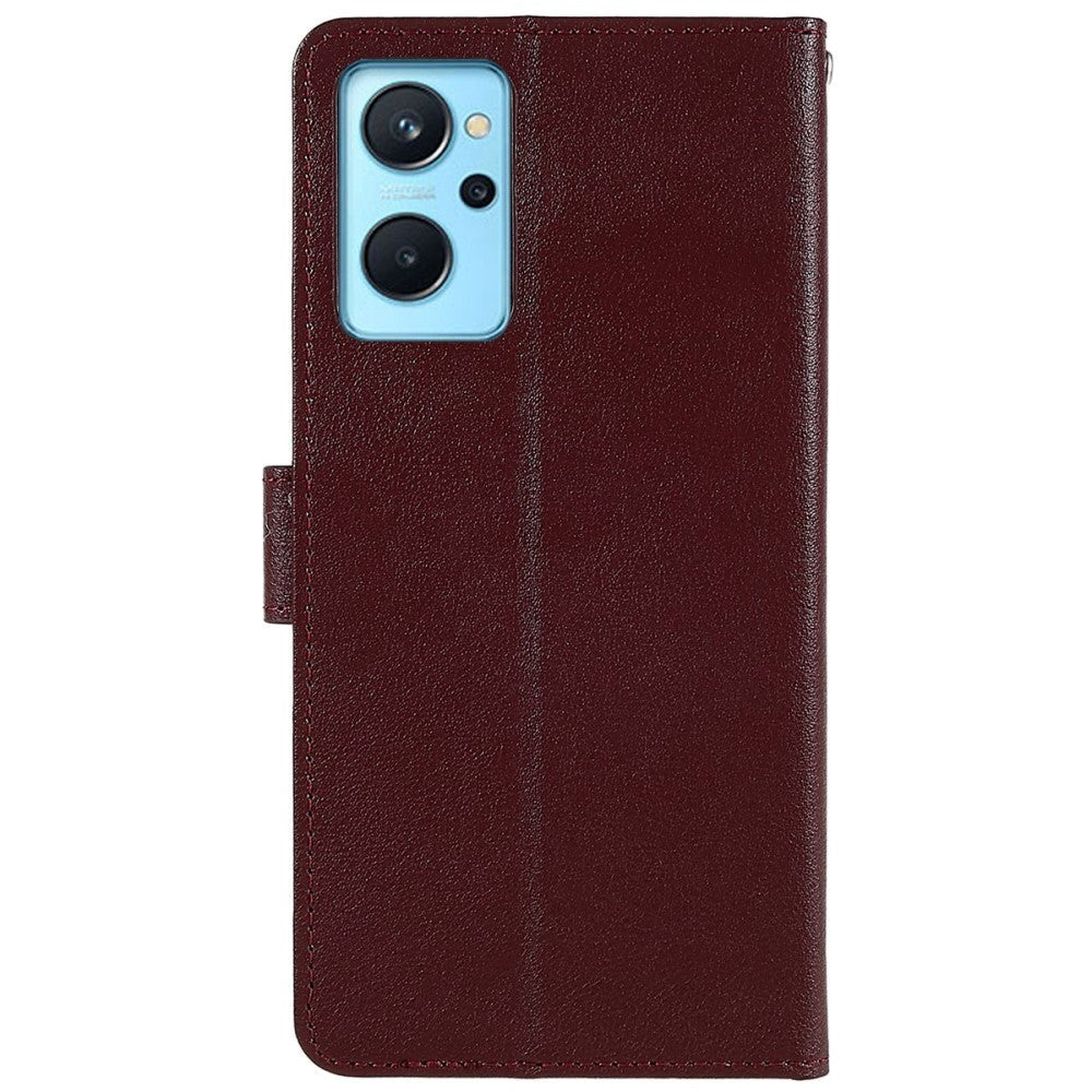 Oppo A76 / Realme 9i Leather Flip Case w. Wallet & Stand Function - Wine Red