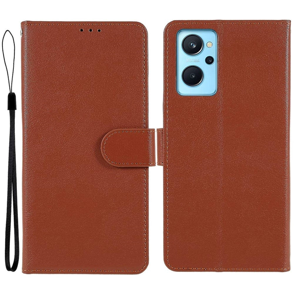 Oppo A76 / Realme 9i Leather Flip Case w. Wallet & Stand Function - Brown