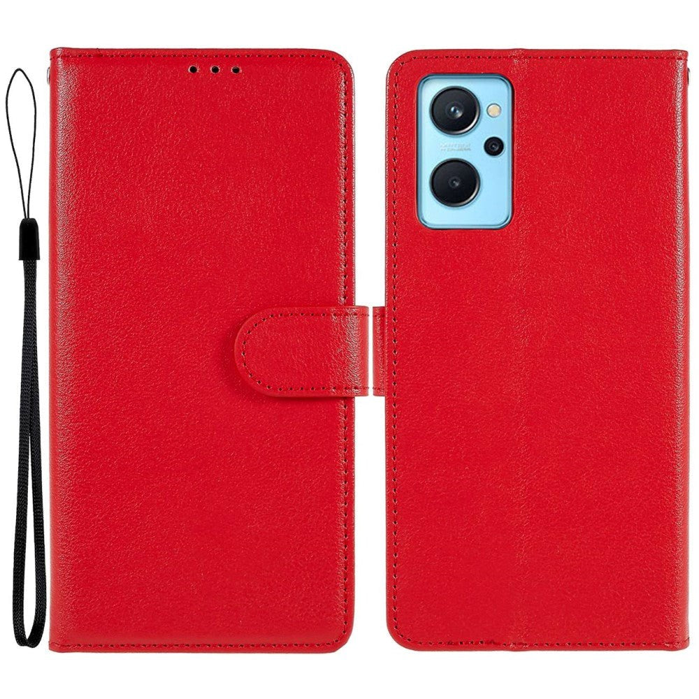 Oppo A76 / Realme 9i Leather Flip Case w. Wallet & Stand Function - Red