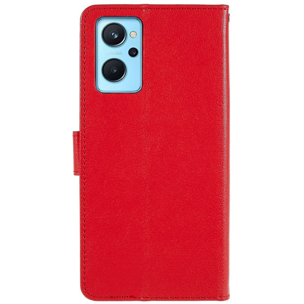 Oppo A76 / Realme 9i Leather Flip Case w. Wallet & Stand Function - Red