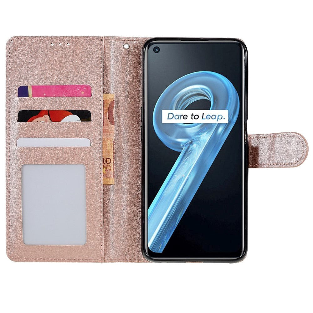 Oppo A76 / Realme 9i Leather Flip Case w. Wallet & Stand Function - Rose Gold