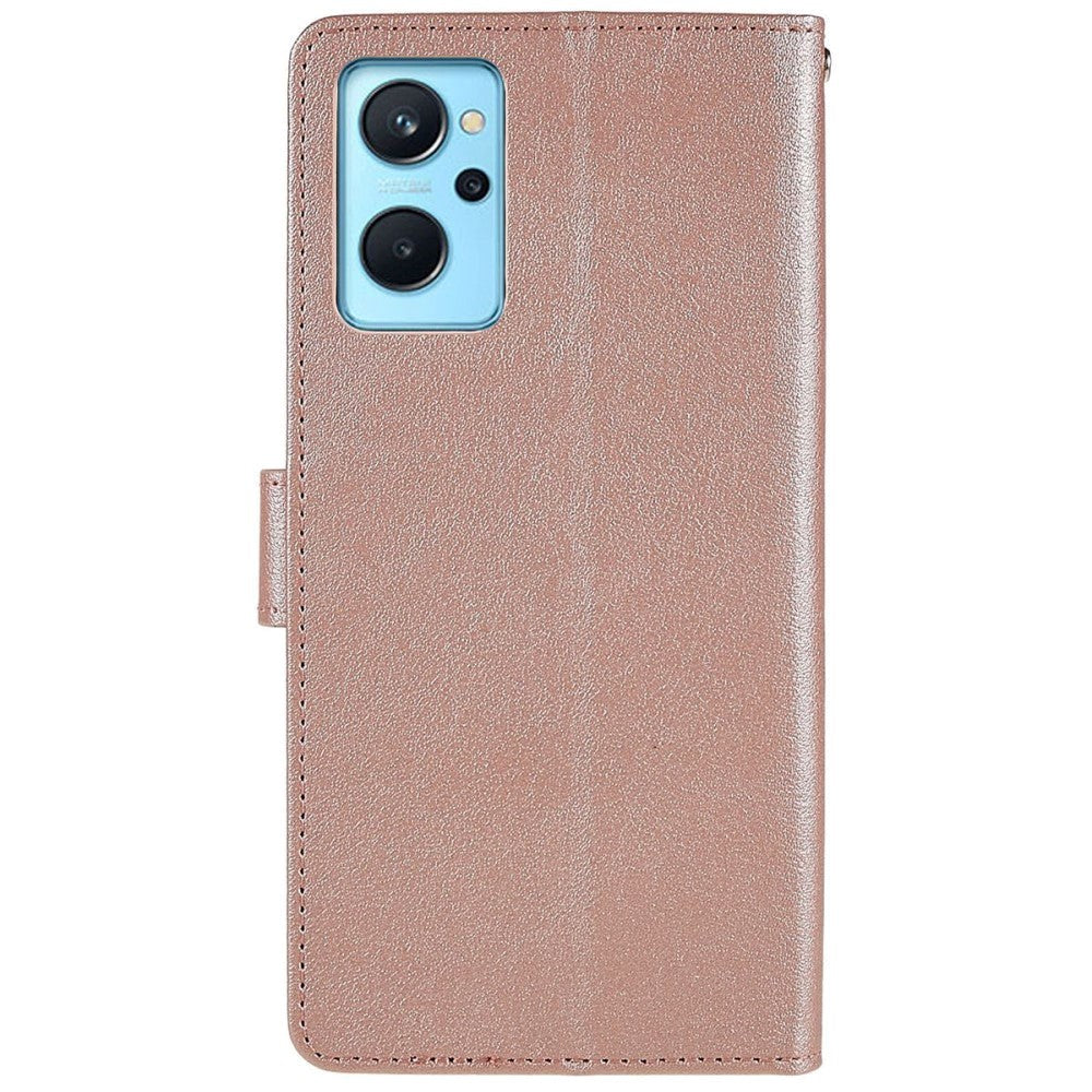 Oppo A76 / Realme 9i Leather Flip Case w. Wallet & Stand Function - Rose Gold