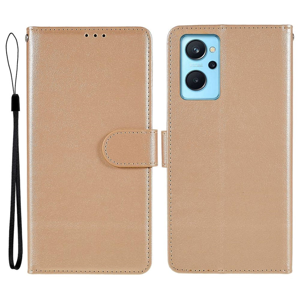 Oppo A76 / Realme 9i Leather Flip Case w. Wallet & Stand Function - Gold