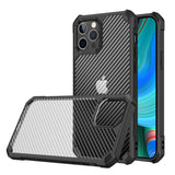 iPhone 14 Pro Plastic Back Case w. Carbon Look - Transparent / Black