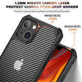 iPhone 14 Plastic Back Case w. Carbon Look - Transparent / Black