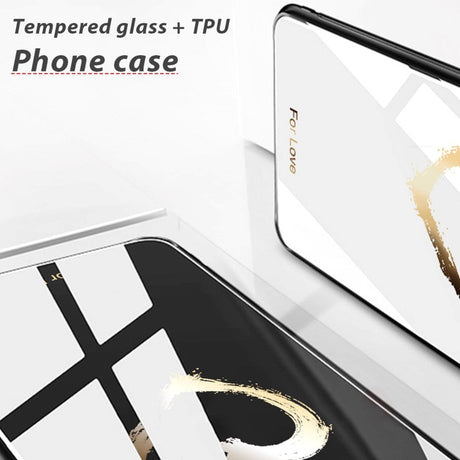 iPhone 14 Case with Tempered Glass Backside - Love