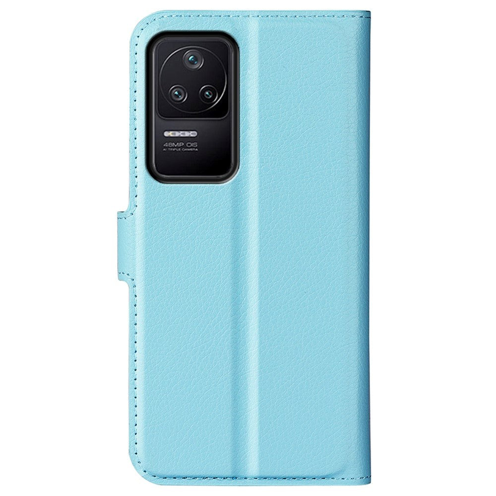 Xiaomi Poco F4 Litchi Leather Flip Cover w. Wallet - Light Blue