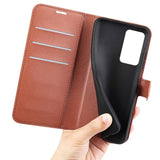 Xiaomi Poco F4 Litchi Leather Flip Cover w. Wallet - Brown