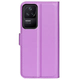 Xiaomi Poco F4 Litchi Leather Flip Cover w. Wallet - Purple