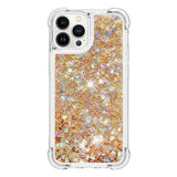 iPhone 14 Pro Case w. Glitter - Transparent & Gold