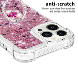 iPhone 14 Pro Dynamic Glitter Back Case w. Hearts - Transparent / Rose