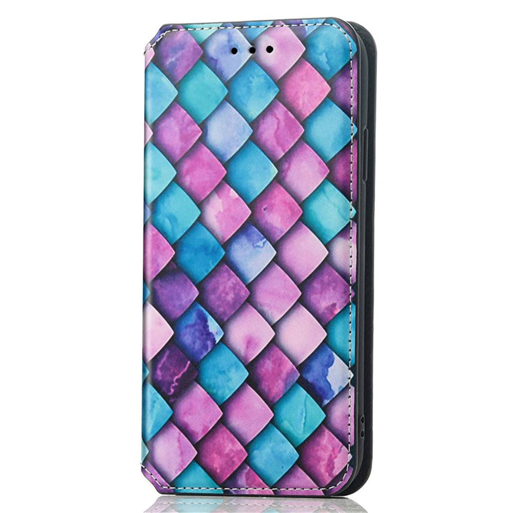 iPhone 14 Plus PU Leather Flip Case with Wallet - Blue / Purple