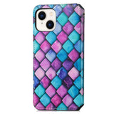 iPhone 14 Plus PU Leather Flip Case with Wallet - Blue / Purple