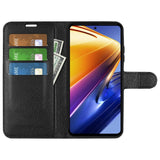 Xiaomi Poco F4 GT Litchi Leather Wallet Case - Black