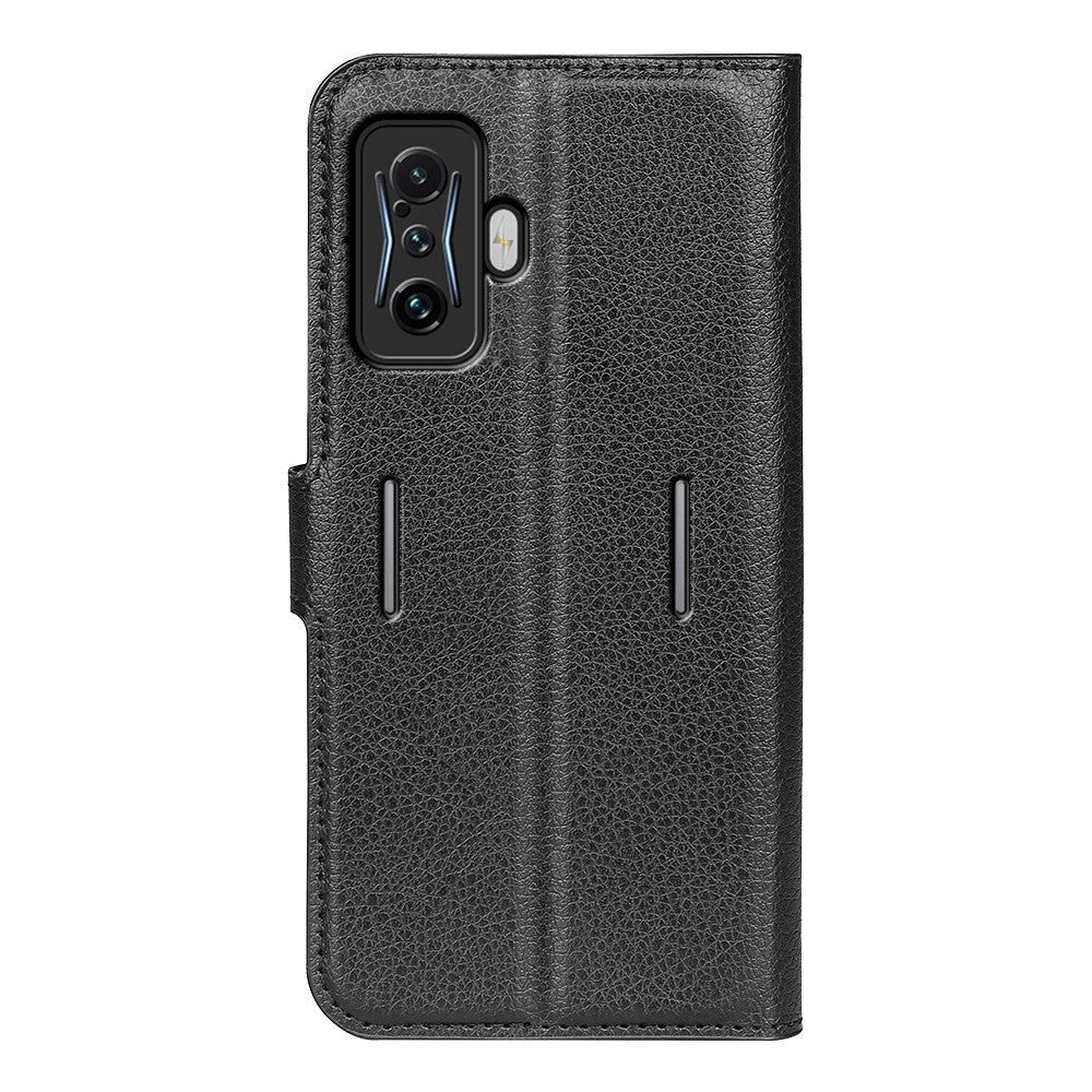 Xiaomi Poco F4 GT Litchi Leather Wallet Case - Black