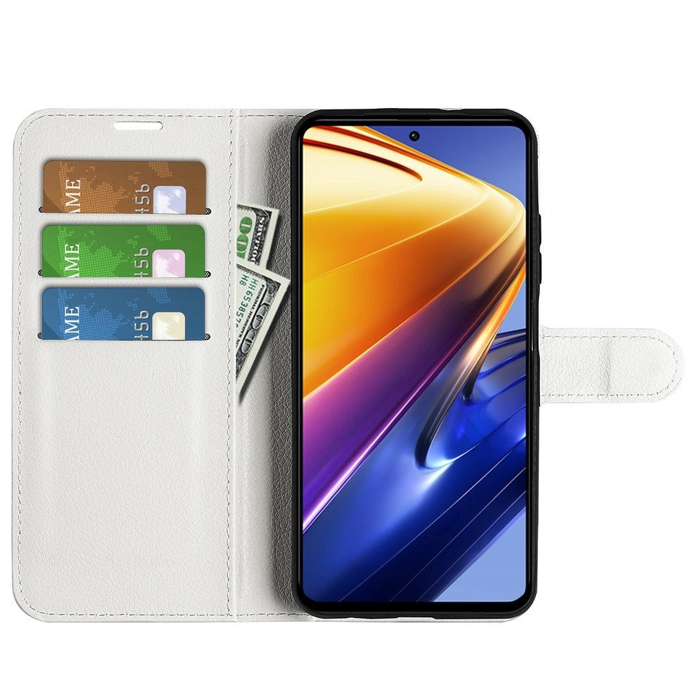 Xiaomi Poco F4 GT Litchi Leather Wallet Case - White