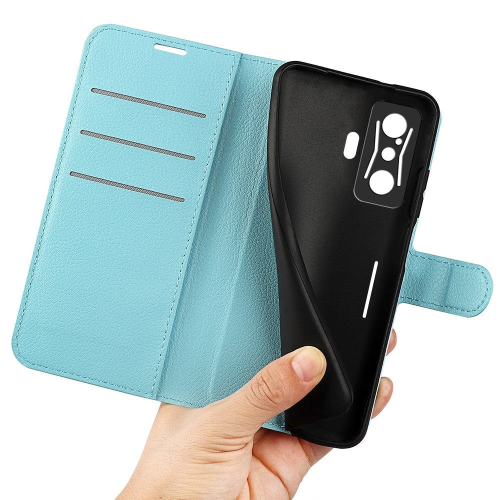 Xiaomi Poco F4 GT Litchi Leather Wallet Case - Light Blue