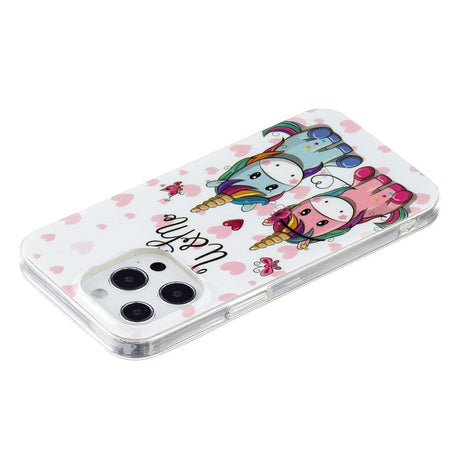 iPhone 14 Pro Flexible TPU Plastic Back Case - Two Unicorns