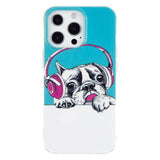 iPhone 14 Pro Flexible TPU Plastic Back Case - Dog with Headphones