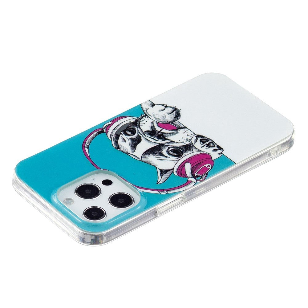 iPhone 14 Pro Flexible TPU Plastic Back Case - Dog with Headphones