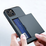 iPhone 14 Hybrid Tough Case w. Card Holder - Navy Blue