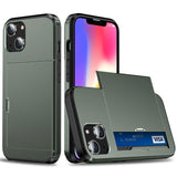 iPhone 14 Hybrid Tough Case w. Card Holder - Army Green