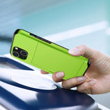 iPhone 14 Hybrid Tough Case w. Card Holder - Green