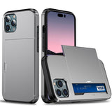 iPhone 14 Pro Max Hybrid Tough Case w. Card Holder - Grey